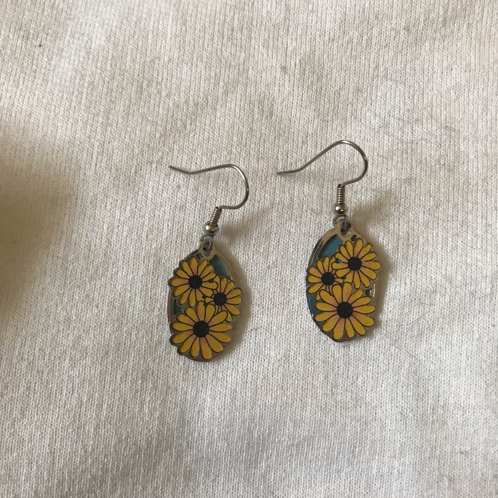 Sunflower Earrings, Handmade